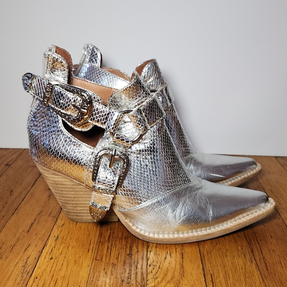 Jeffrey Campbell & Free People Silver Icon Western Booties - Picture 2 of 12